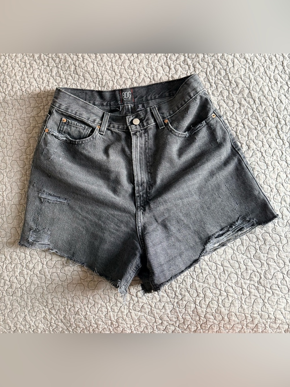 BDG Washed Black High-Waist Denim Cutoff Shorts